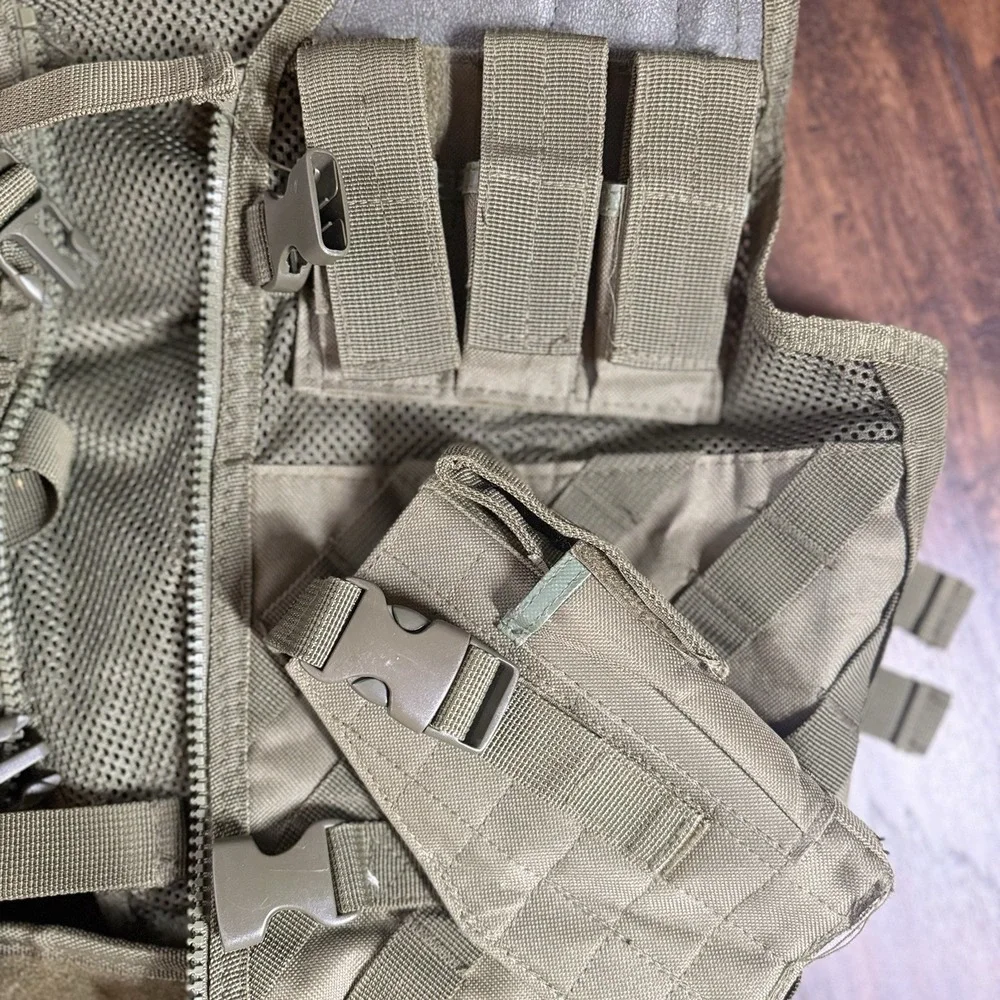 VISM NcSTAR Cross Draw Tactical Vest w/ Holster & Belt OD Green Airsoft Combat